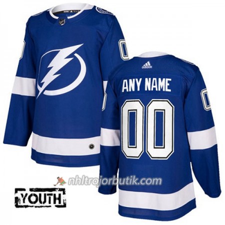 Barn Ishockey Tampa Bay Lightning Tröja med eget tryck Adidas 2017-2018 Blå Authentic